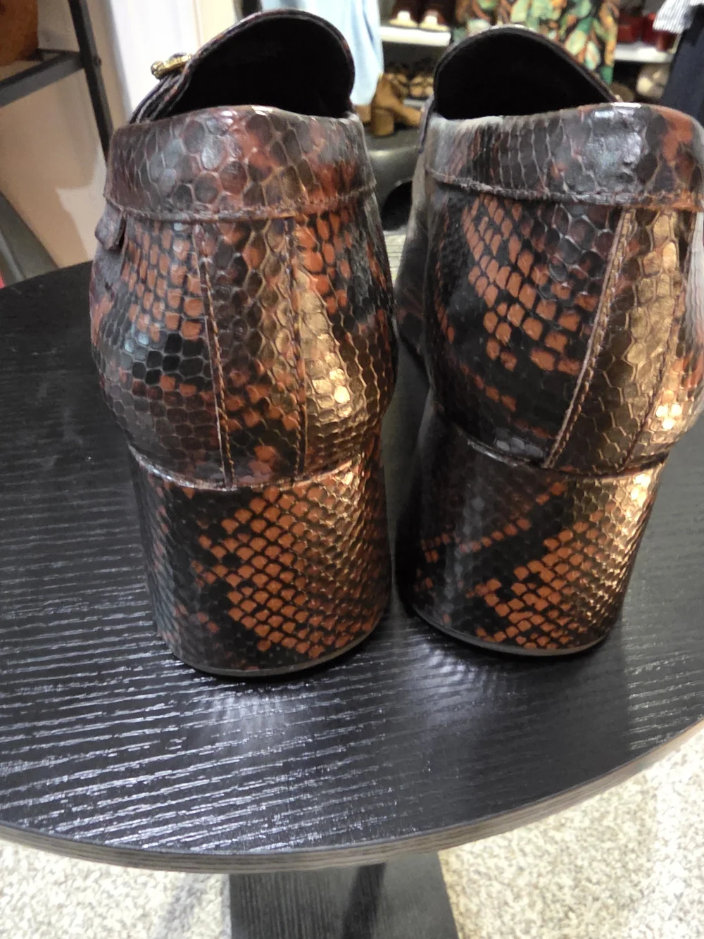 NWOT Kurt Geiger Mayfair Platform Womens Brown Snake-Embossed Leather Loafers